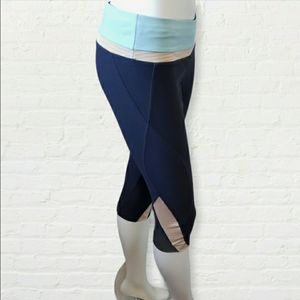 MPG medium cropped black orange blue activewear leggings